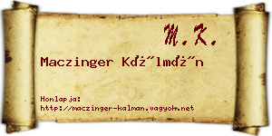 Maczinger Kálmán névjegykártya